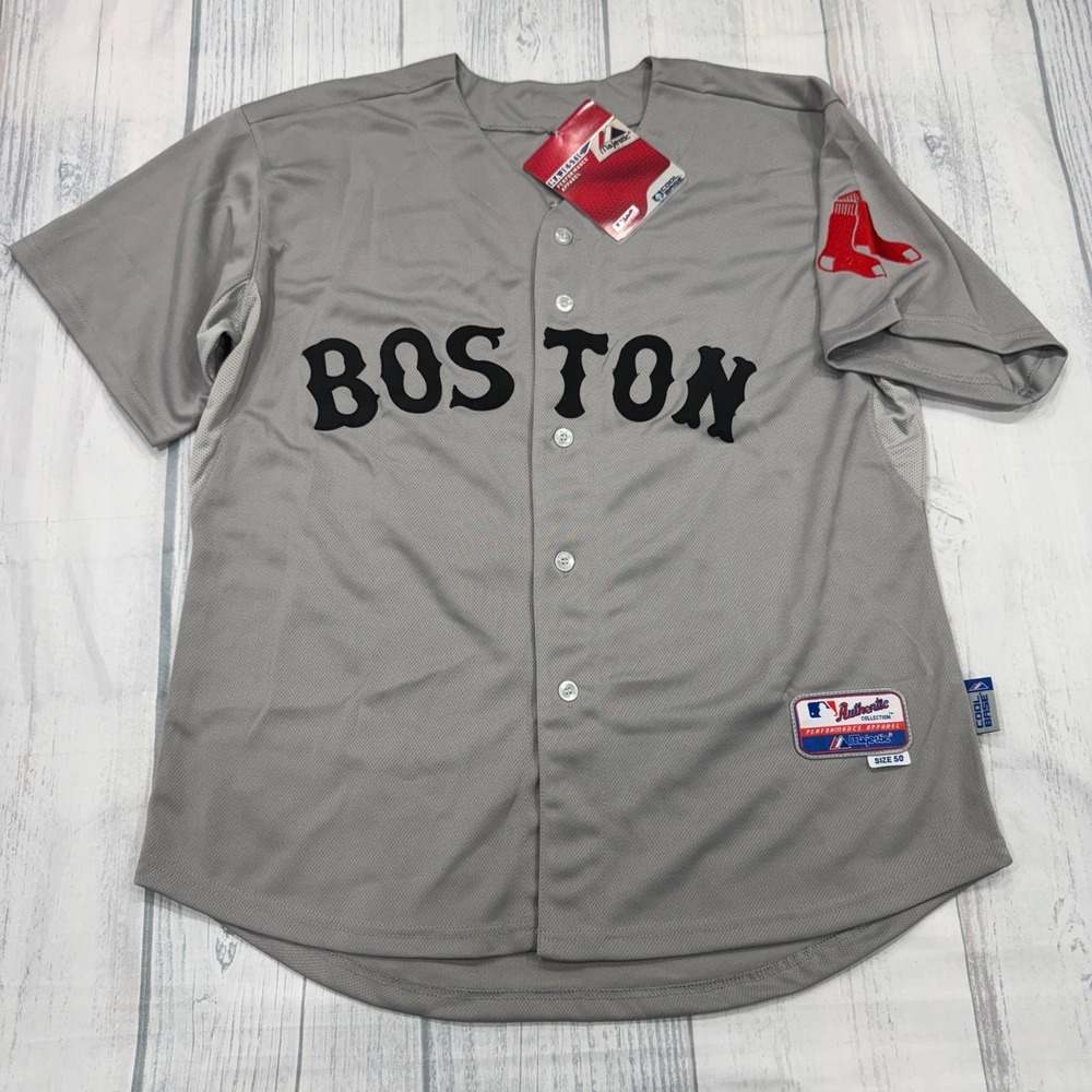 NWT Carl‎ Crawford Boston Red Sox Jersey Size 50 Gray Majestic MLB Baseball Mens